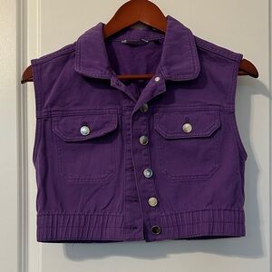 Cropped Purple Denim Vest